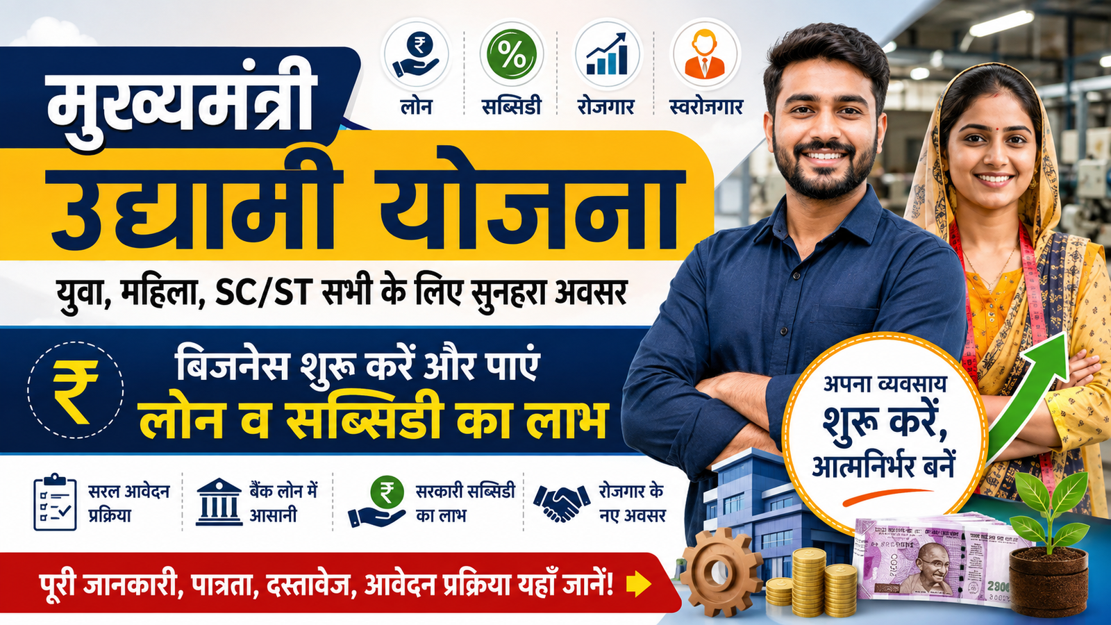 मुख्यमंत्री उद्यमी योजना | Mukhyamantri Udyami Yojana Registration | Udyami Loan Yojana